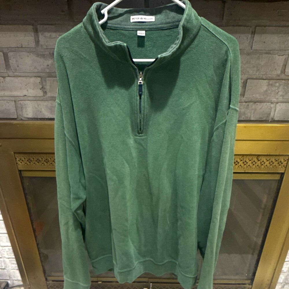 Men’s Peter Millar Green Fleece 1/4 Zip Pullover Sweatshirt Size XXL